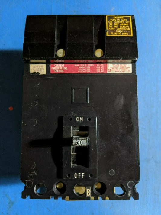 FH36040 - Square D 40A Amp 3P Pole 600V 25kA@480V I-Line Plug On Black Circuit Breaker