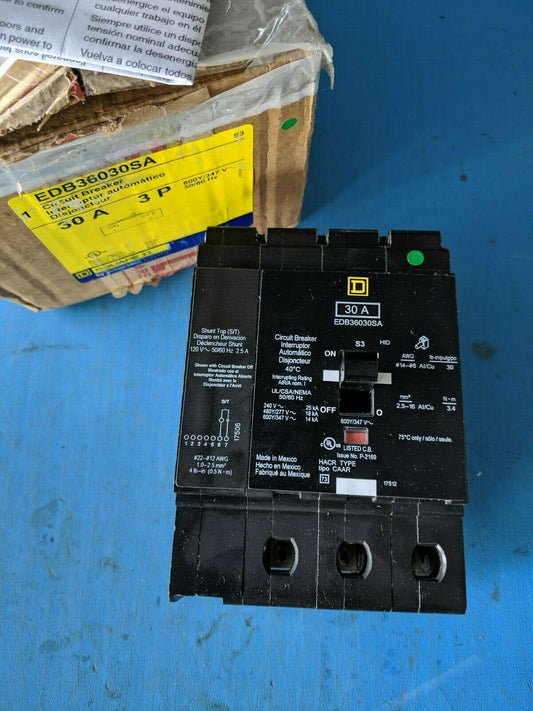 EDB36030SA - Square D 30A Amp 3P Pole 600Y/347V 18kA@480Y/277V Bolt On Circuit Breaker W/120V Shunt Trip
