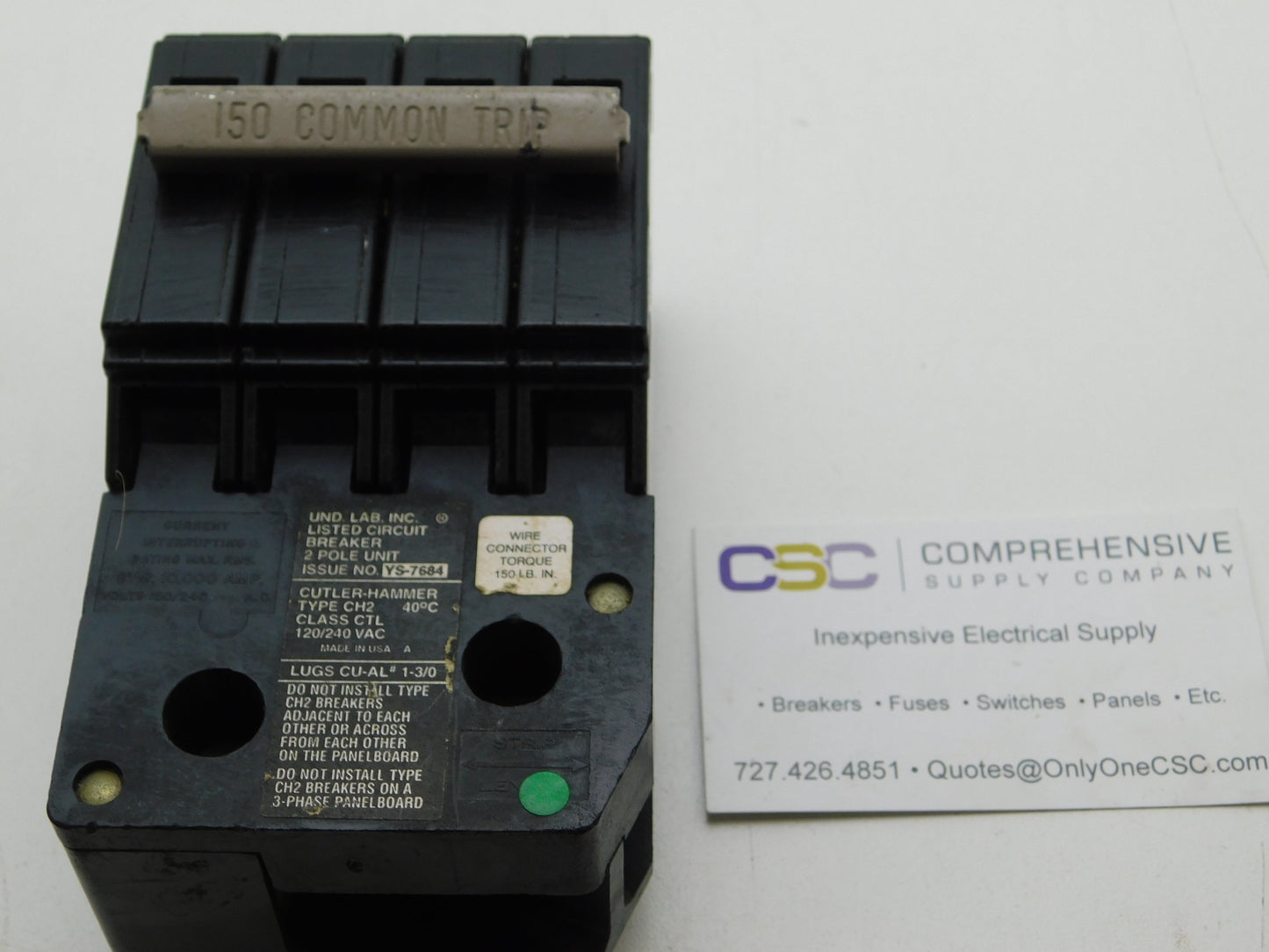 CH2150 - Cutler Hammer 150A Amp 2P Pole 10kA@120/240V Plug On Circuit Breaker
