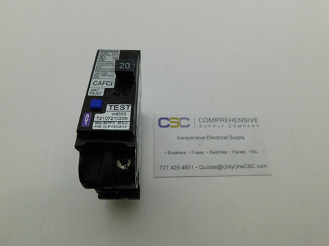 QA120AFCN - Siemens 20A Amp 1P Pole 10kA@120V Plug On Neutral Combo Arc Fault AFCI Circuit Breaker