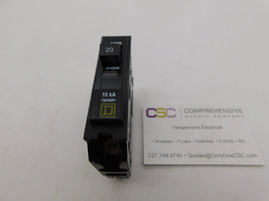 QO120 - Square D 20A Amp 1P Pole 10kA@120/240V Plug On Circuit Breaker