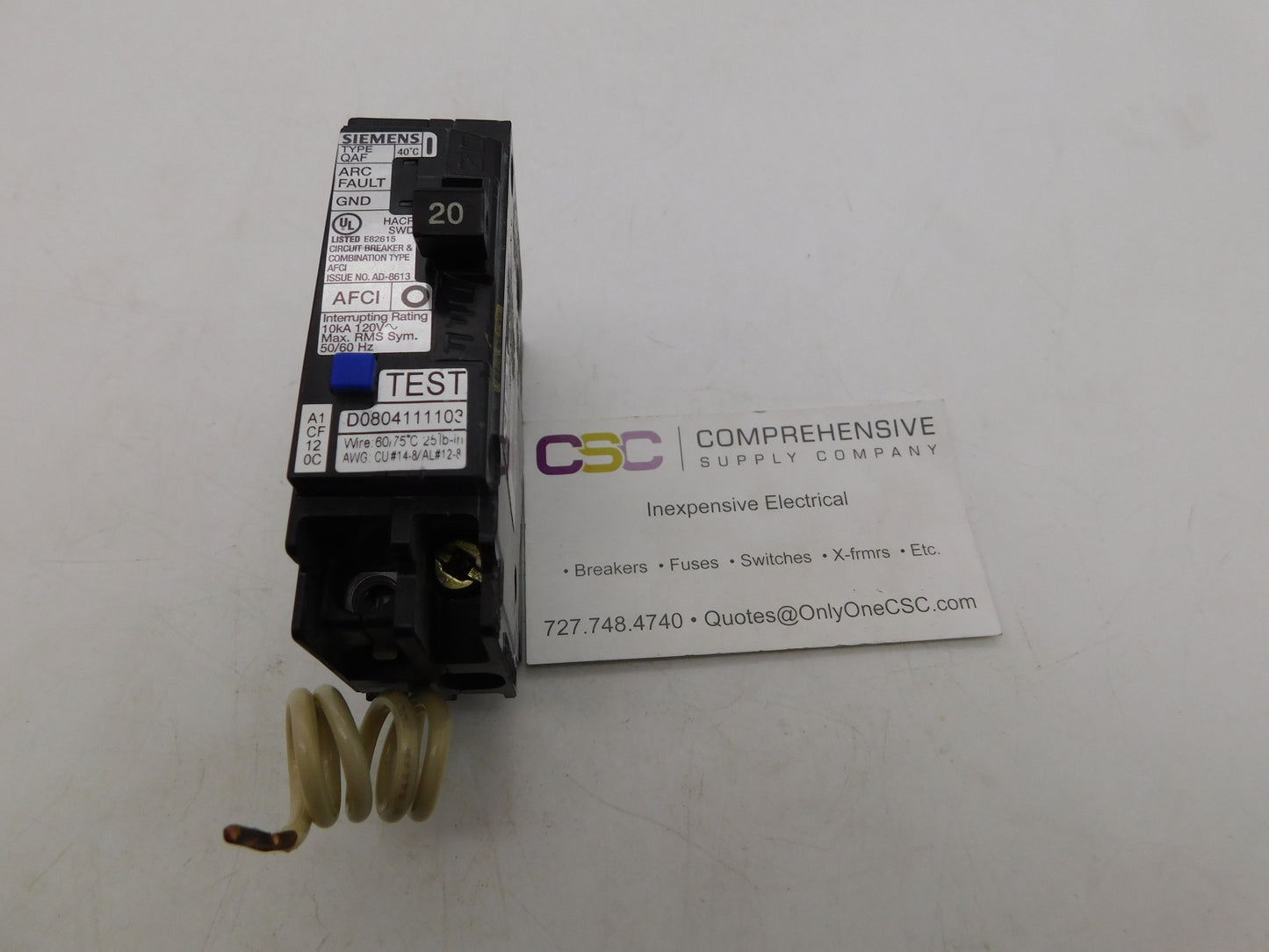 Q120AFC - Siemens 20A Amp 1P Pole 10kA@120V Combo Arc Fault AFCI Circuit Breaker
