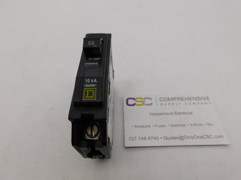QO150 - Square D 50A Amp 1P Pole 10kA@120/240V Plug On Circuit Breaker