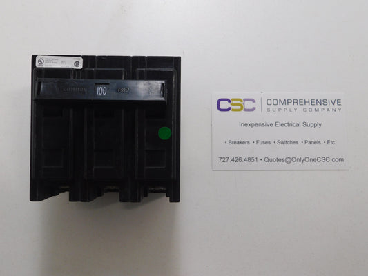 QBHW3100H - Cutler Hammer 100A Amp 3P Pole 22kA@240V Bolt On Quicklag Circuit Breaker