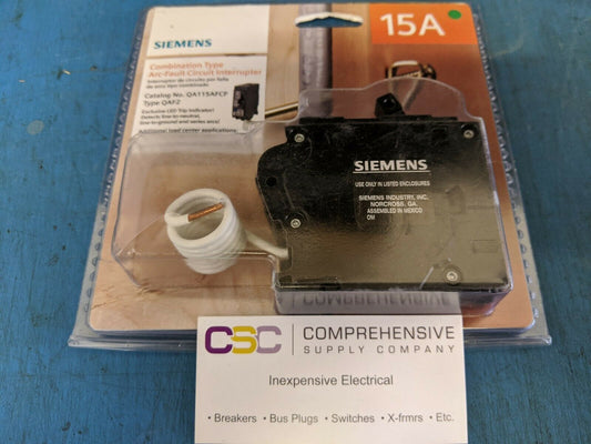 QA115AFCP - Siemens 15A Amp 1P Pole 10kA@120V Plug On Combo Arc Fault AFCI Circuit Breaker