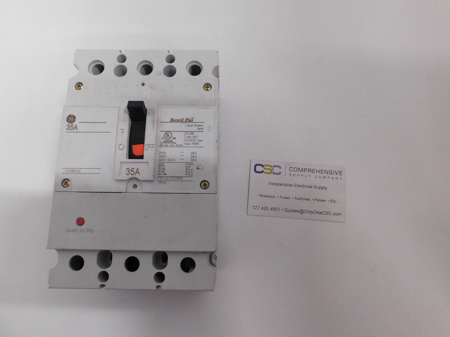 FBV36TE035R2 - GE 35A Amp 3P Pole 600V 35kA@480V Bolt On Record Plus Circuit Breaker