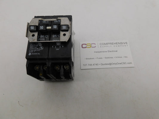 BQC250250 - Cutler Hammer 50A/50A/50A/50A Amp 4P (2P/2P) Pole 10kA@120/240V Plug On Quadplex Circuit Breaker