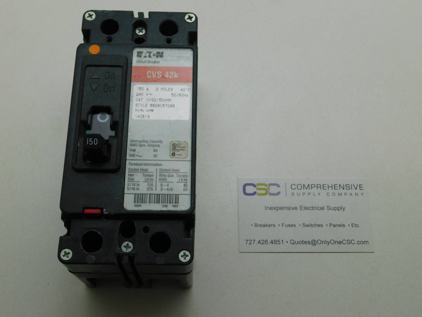 CVS2150XMM - Cutler Hammer 150A Amp 2P Pole 42kA@240V Bolt On Circuit Breaker
