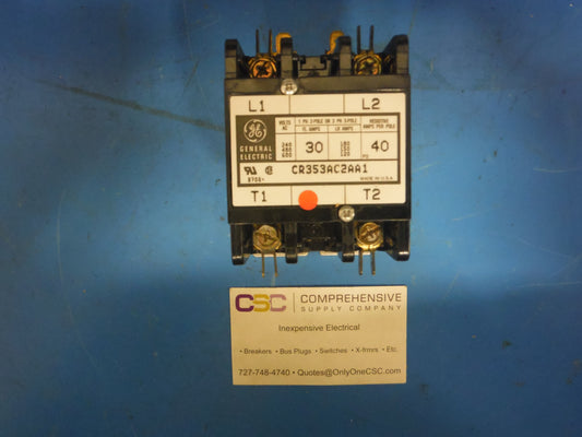CR353AC2AA1 - GE 30A Amp 2P Pole 600V 110-120Vac, 50/60 Hz Definite Purpose Contactor