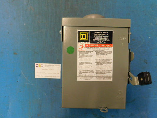 DU222RB - Square D 60A Amp 2P Pole 240V Nema 3R Non-Fusible Safety Switch