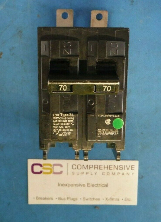 B270 - Siemens 70A Amp 2P Pole 10kA@120/240V Bolt On Circuit Breaker
