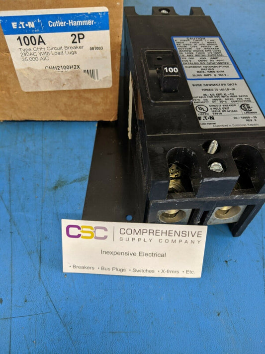 CHH2100H2X - Eaton 100A Amp 2P Pole 25kA@240V Bolt On Circuit Breaker
