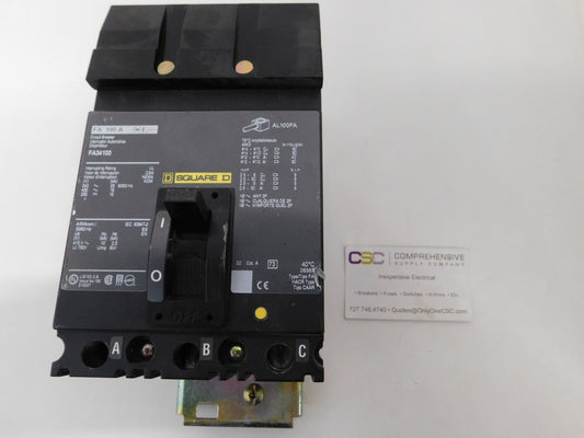 FA34100 - Square D 100A Amp 3P Pole 18kA@480V I-Line Plug On Circuit Breaker W/ Green Label
