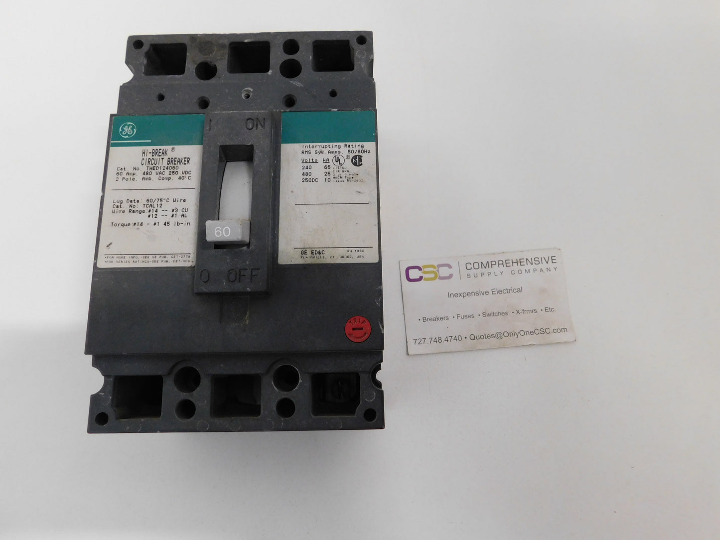 THED124060 - GE 60A Amp 2P Pole 25kA@480V Bolt On Circuit Breaker