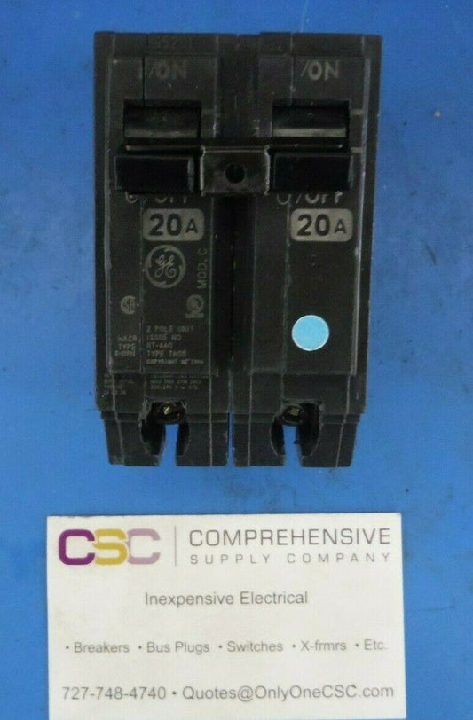 THQB2120 - GE 20A Amp 2P Pole 10kA@120/240V Bolt On Circuit Breaker