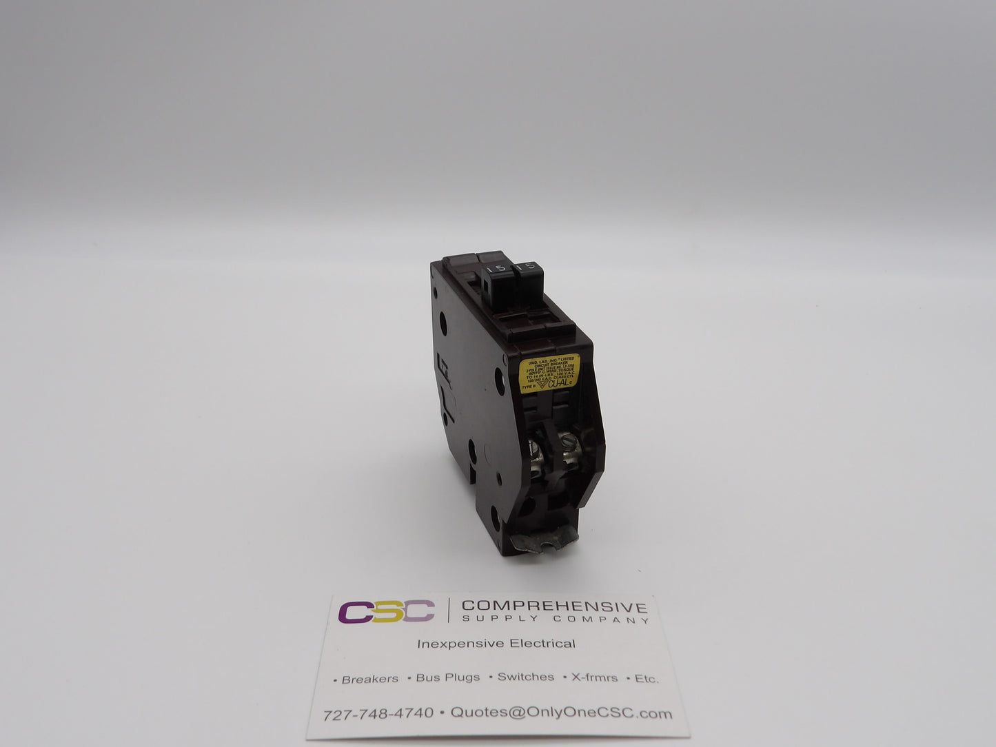 B1515 - Wadsworth 15/15A Amp 2X1P Pole 10kA@120/240V Plug On Duplex Circuit Breaker W/Metal Foot
