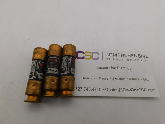 FRNR20 - Bussmann 20A Amp 250V Class Rk5 Fusetron Time Delay Cartridge Fuse - 3 Pack