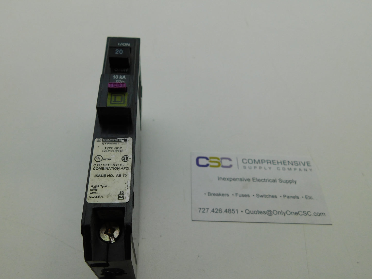 QO120PDF - Square D 20A Amp 1P Pole 10kA@120V Plug On Dual Function AFCI/GFCI Pon Circuit Breaker
