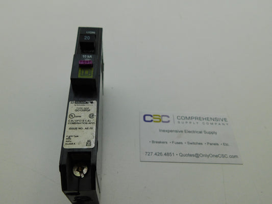 QO120PDF - Square D 20A Amp 1P Pole 10kA@120V Plug On Dual Function AFCI/GFCI Pon Circuit Breaker