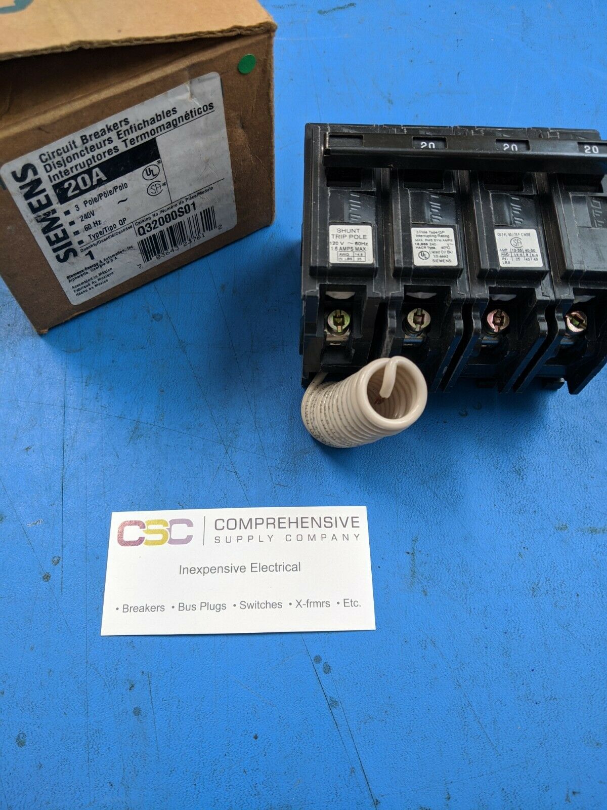 Q32000S01 - Siemens 20A Amp 3P Pole 10kA@240V Plug On Circuit Breaker W/120V Shunt Trip