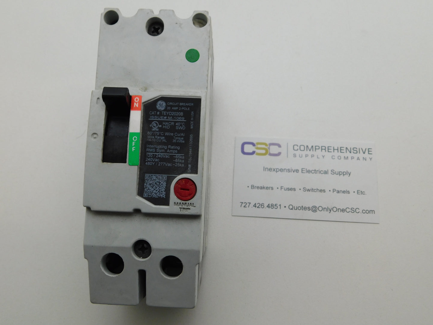 TEYD2020B - GE 20A Amp 2P Pole 25kA@480V Bolt On Circuit Breaker