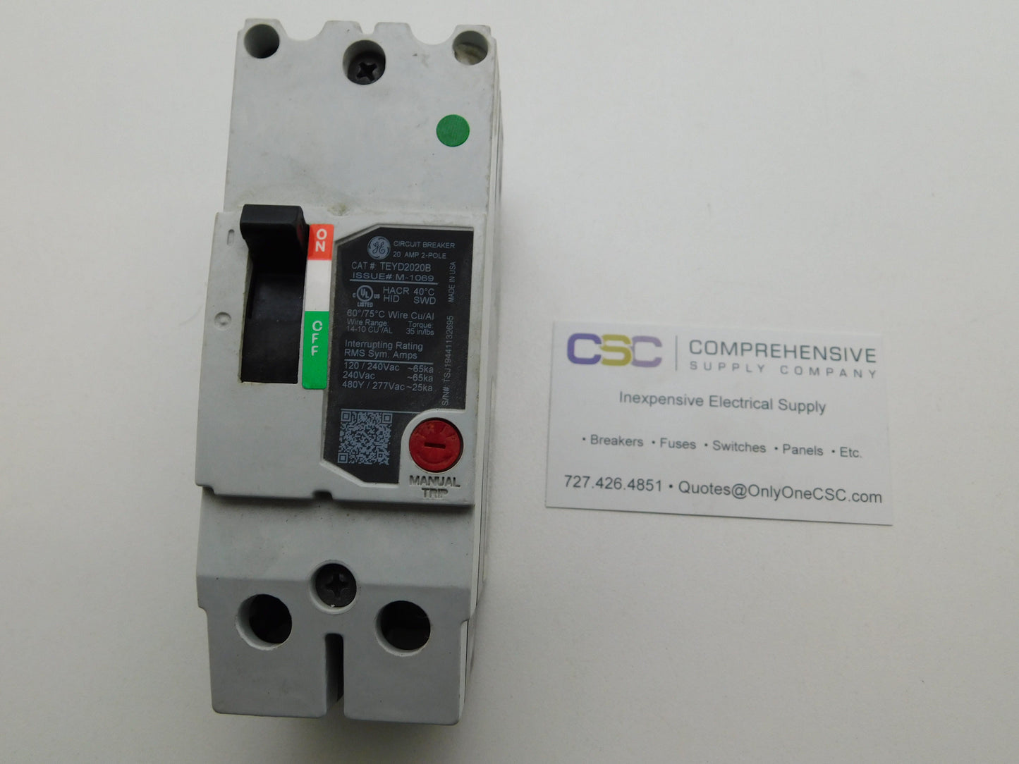 TEYD2020B - GE 20A Amp 2P Pole 25kA@480V Bolt On Circuit Breaker