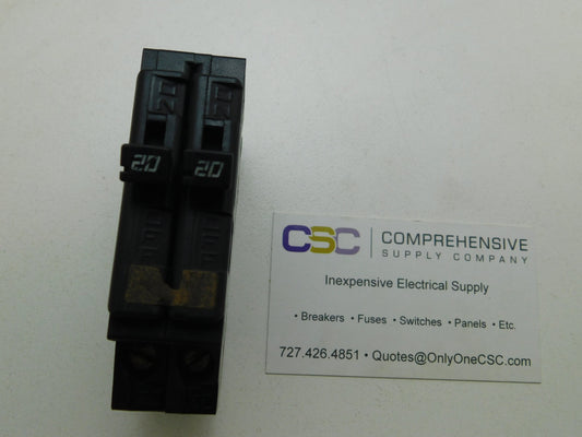 E2020 - Challenger 20/20A Amp 2X1P Pole 10kA@120/240V Plug On Duplex Circuit Breaker W/Clip
