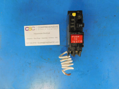 THQL1120GF - GE 20A Amp 1P Pole 10kA@120V Plug On Ground Fault GFCI Circuit Breaker