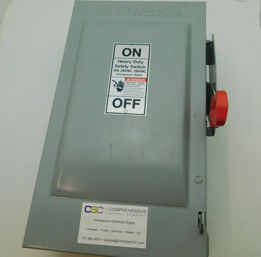 HF322N - Siemens 60A Amp 3P Pole 240V Nema 1 Fusible Heavy Duty Safety Switch W/Neutral