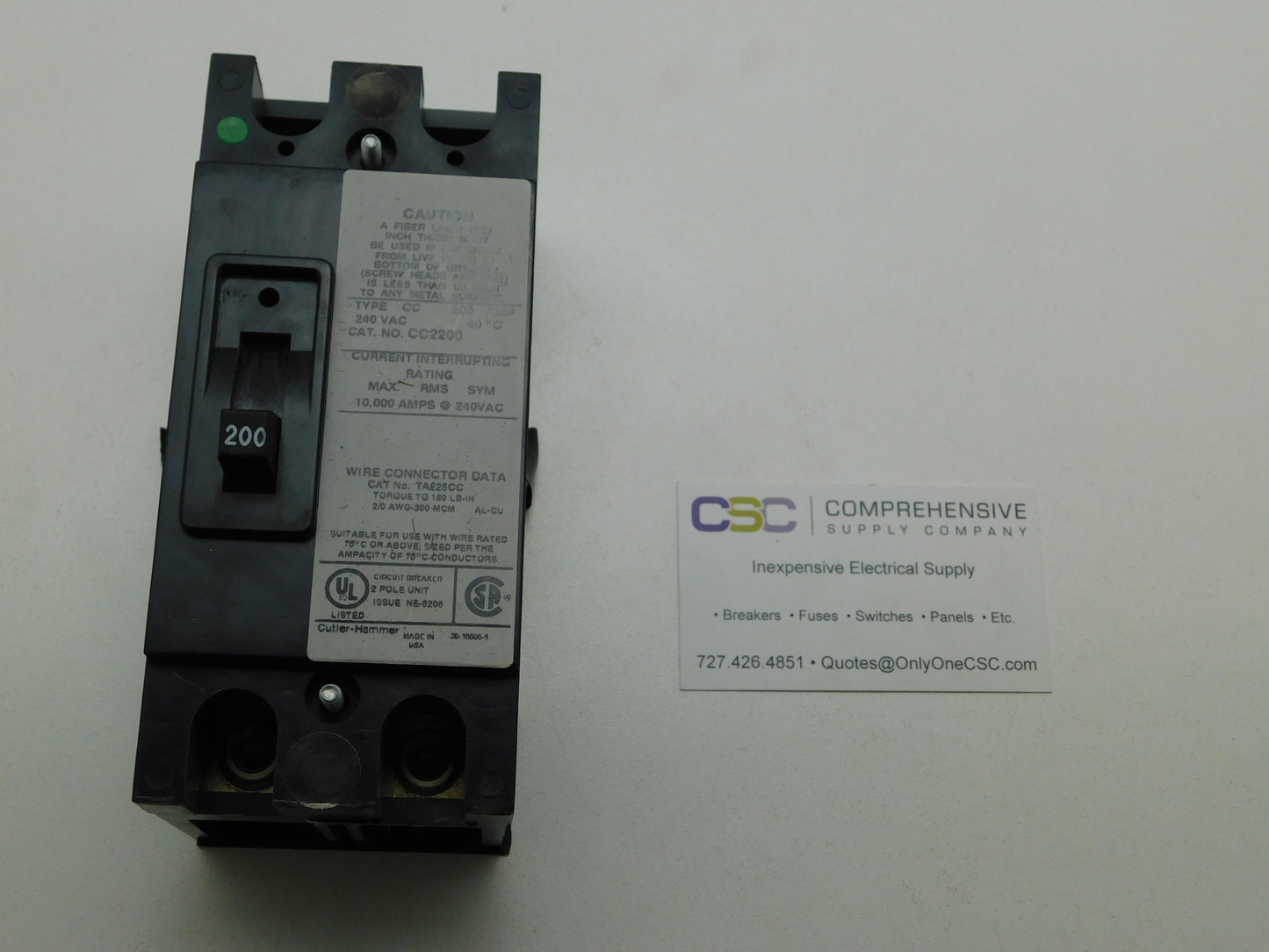 CC2200 - Cutler Hammer 200A Amp 2P Pole 10kA@240V Bolt On Main Circuit Breaker