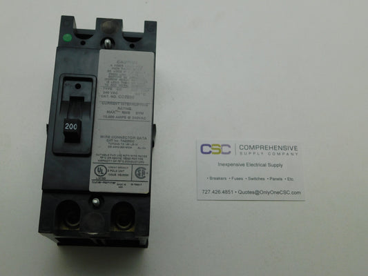 CC2200 - Cutler Hammer 200A Amp 2P Pole 10kA@240V Bolt On Main Circuit Breaker