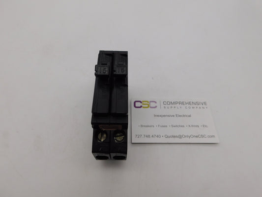A1515 - Gte 15/15A Amp 2X1P Pole 10kA@120/240V Plug On Duplex Circuit Breaker W/Clip