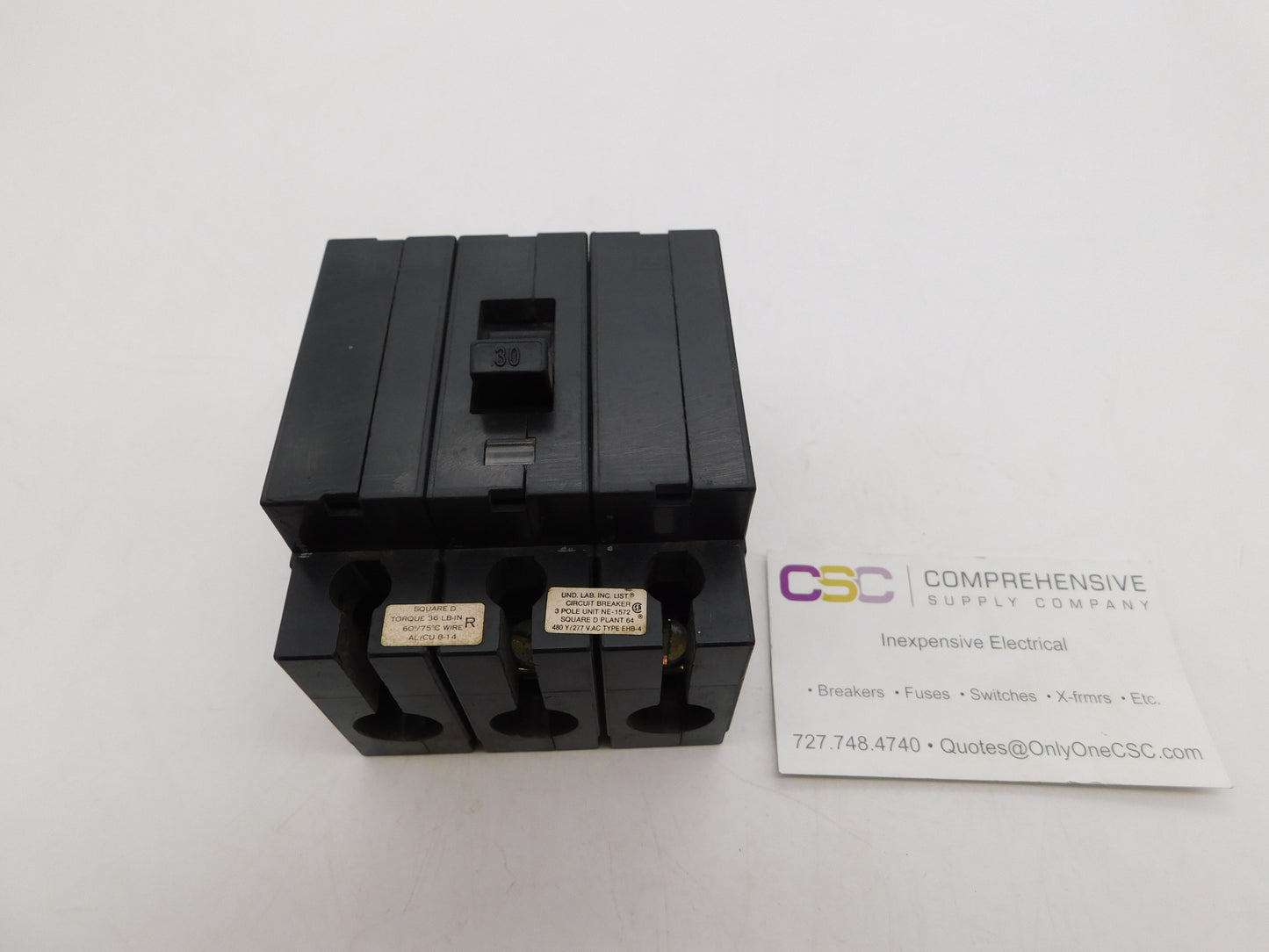 EHB34030 - Square D 30A Amp 3P Pole 14kA@480Y/277V Bolt On Circuit Breaker