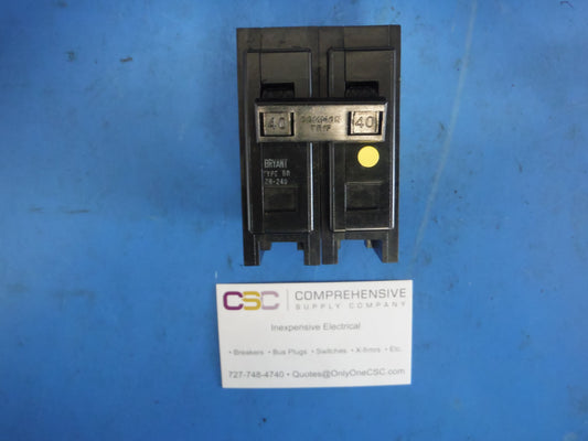 BR240 - Bryant 40A Amp 2P Pole 10kA@120/240V Plug On Circuit Breaker - Older Series