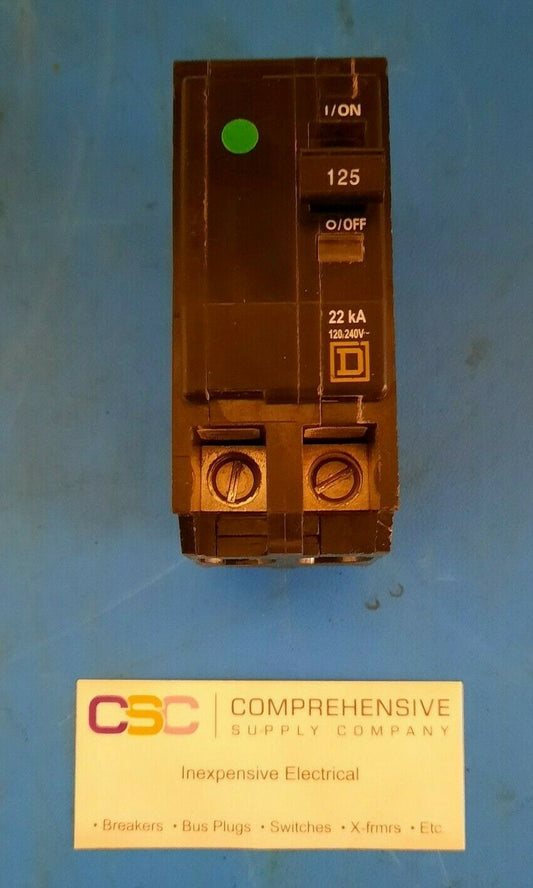 QO2125VH - Square D 125A Amp 2P Pole 22kA@120/240V Plug On Circuit Breaker