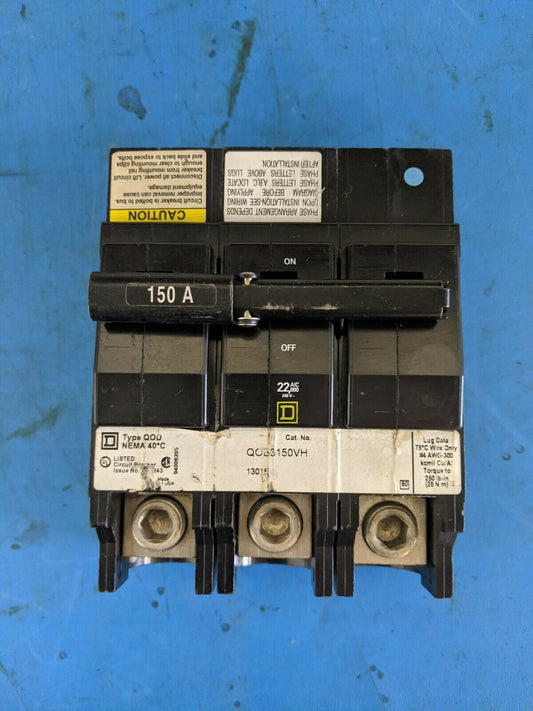 QOB3150VH - Square D 150A Amp 3P Pole 22kA@240V Bolt On Circuit Breaker