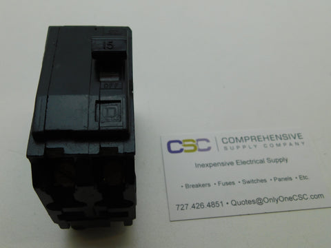 QO215 - Square D 15A Amp 2P Pole 10kA@120/240V Plug On Circuit Breaker - Older Series