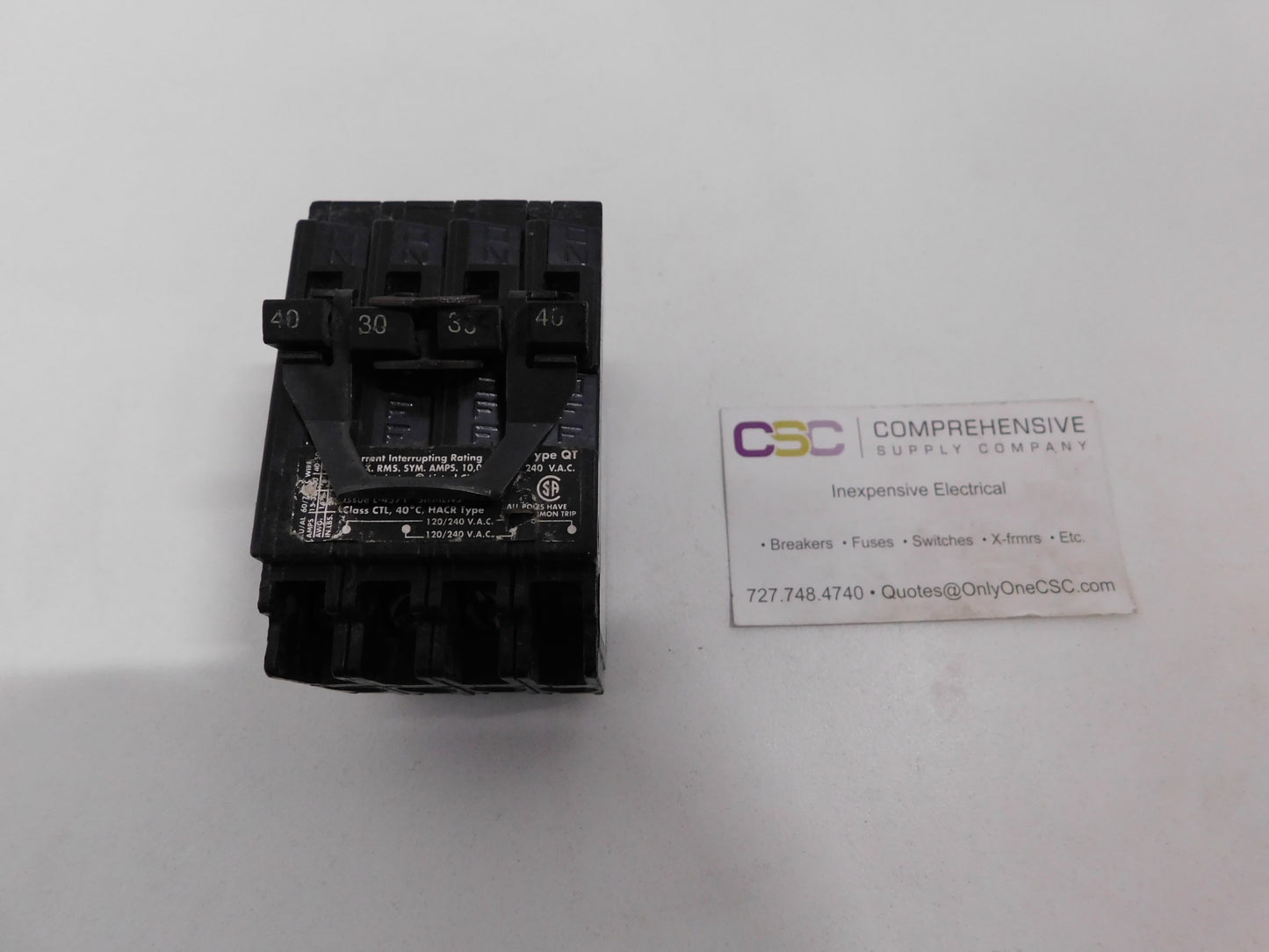 Q24030 - Siemens 40A/30A/30A/40A Amp 4P (2P/2P) Pole 10kA@120/240V Plug On Quadplex Circuit Breaker