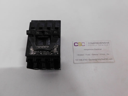 Q24030 - Siemens 40A/30A/30A/40A Amp 4P (2P/2P) Pole 10kA@120/240V Plug On Quadplex Circuit Breaker