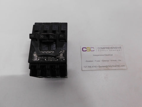 Q24030 - Siemens 40A/30A/30A/40A Amp 4P (2P/2P) Pole 10kA@120/240V Plug On Quadplex Circuit Breaker