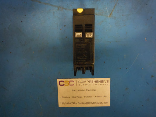 A2020 - Challeneger 20/20A Amp 2X1P Pole 10kA@120/240V Plug On Duplex Circuit Breaker