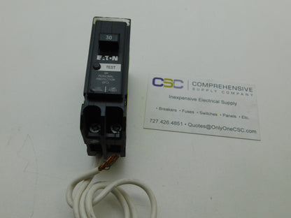 BRN130GF - Eaton 30A Amp 1P Pole 10kA@120/240V Plug On GFCI Ground Fault Circuit Breaker