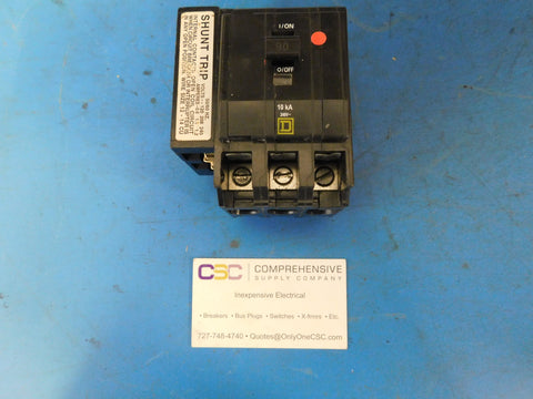 QO3901021 - Square D 90A Amp 3P Pole 10kA@240V Plug On Circuit Breaker W/120/240V Shunt Trip