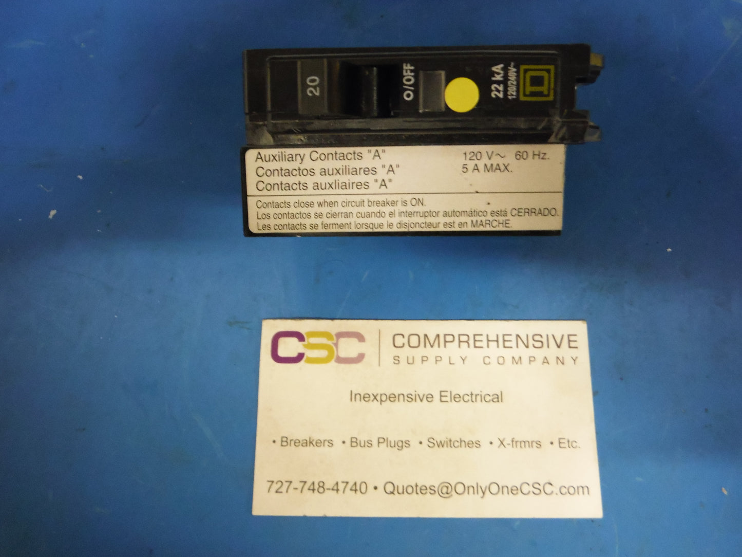 QOB120VH1200 - Square D 20A Amp 1P Pole 22kA@120/240V Bolt On Circuit Breaker W/1A Aux Switch