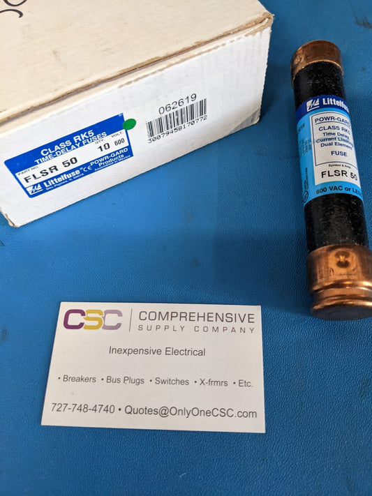 FLSR-50 - Littelfuse 50A Amp 600V Class Rk5 Dual Element Time Delay Cartridge Fuse 10Pk