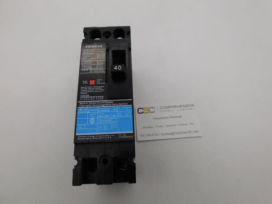 ED42B040 - Siemens 40A Amp 2P Pole 18kA@480V Bolt On Black Circuit Breaker