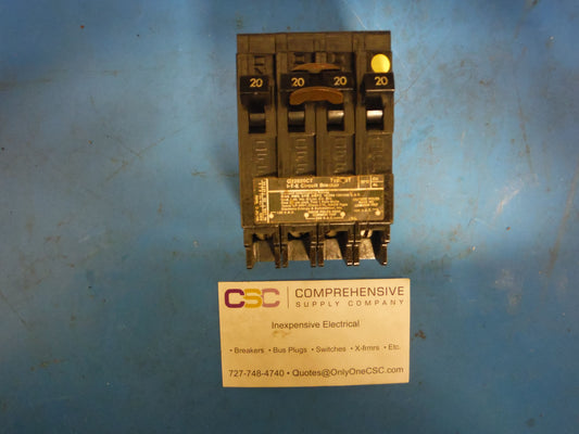 Q22020CT - Siemens 20/20/20/20A Amp 4P (1P/2P/1P)Pole 10kA@120/240V Plug On Triplex Breaker