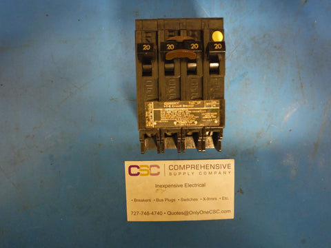 Q22020CT - Siemens 20/20/20/20A Amp 4P (1P/2P/1P)Pole 10kA@120/240V Plug On Triplex Breaker