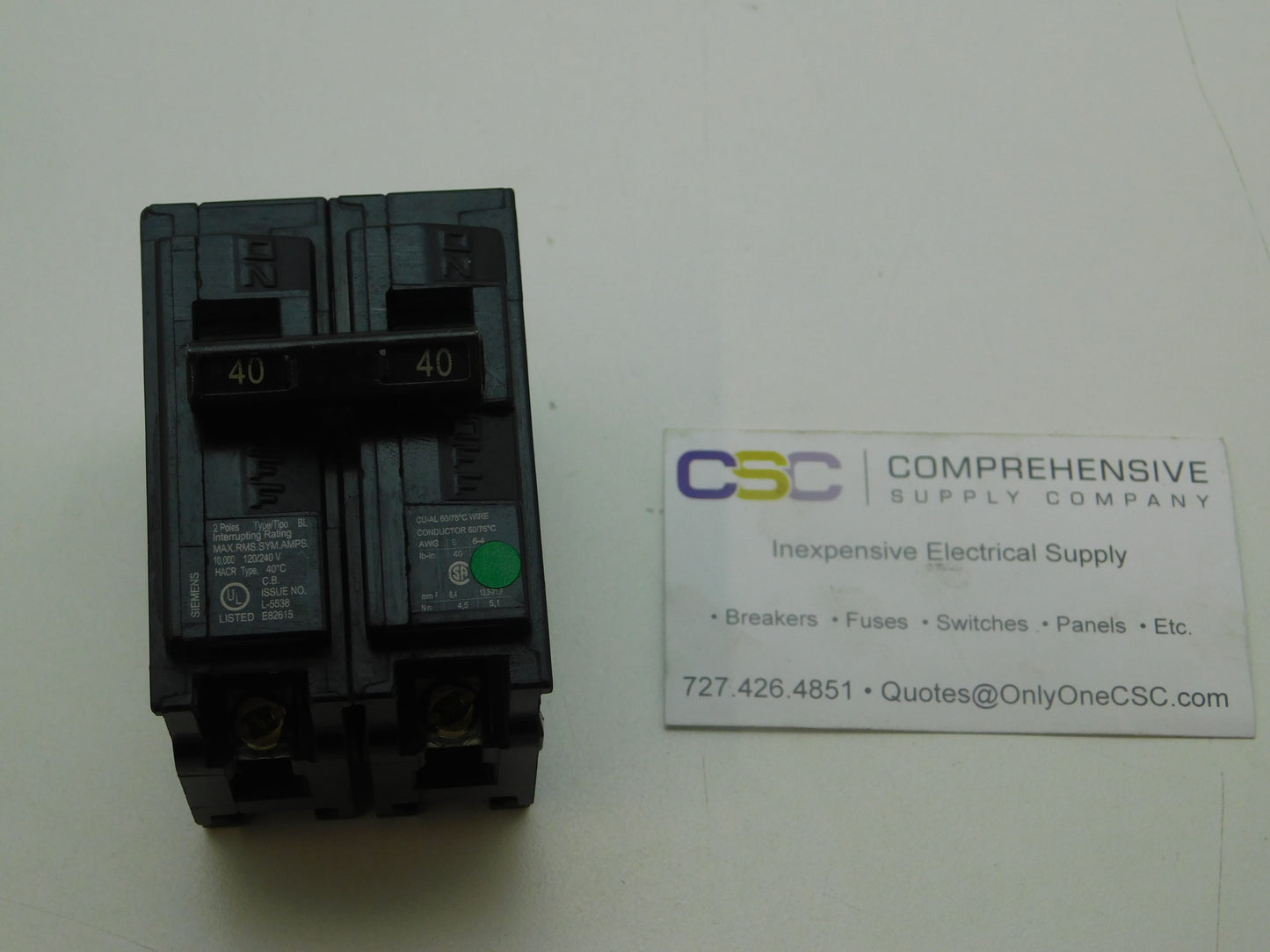 B240 - Siemens 40A Amp 2P Pole 10kA@120/240V Bolt On Circuit Breaker