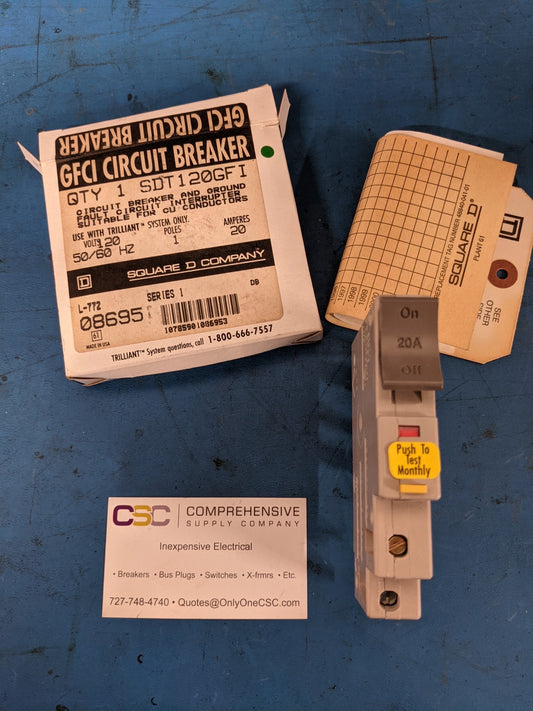 SDT120GFI - Square D 20A Amp 1P Pole 10kA@120V Ground Fault GFCI Plug On Sdt Circuit Breaker